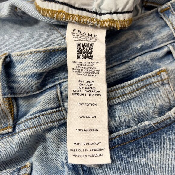 FRAME Le Jane Crop Distressed High-Rise Light wash Straight Jeans Women’s 25 - Picture 9 of 12